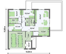Проект современного частного классического загородного одноэтажного дома
