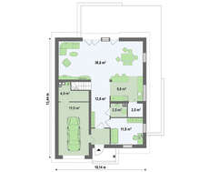 Проект яркого стильного классического коттеджа с мансардой и гаражом для автомобиля