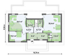 Проект просторного коттеджа с мансардой и удобным балконом