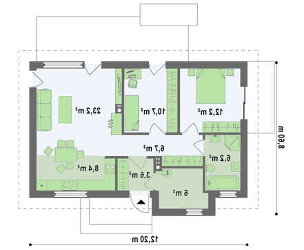 Проект небольшого дачного частного одноэтажного классического коттеджа