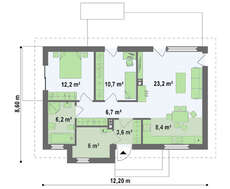 Проект небольшого дачного частного одноэтажного классического коттеджа