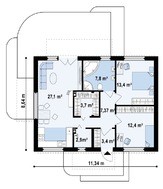 Проект современного одноэтажного частного дома