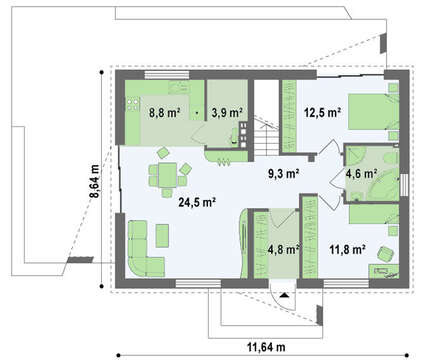 Проект классического коттеджа современной планировки