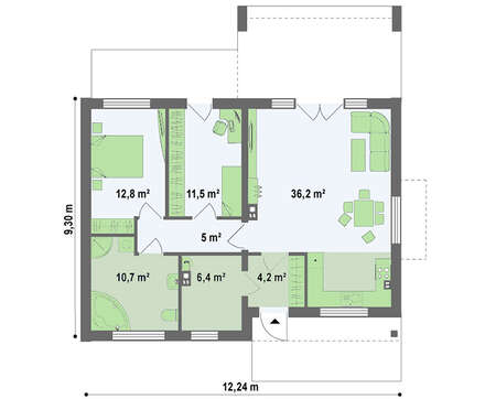 Проект современного одноэтажного коттеджа с необычной террасой