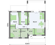 Проект современного одноэтажного коттеджа с необычной террасой