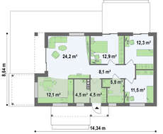 Проект небольшого современного одноэтажного коттеджа