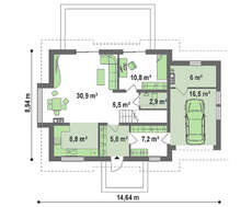Проект современного коттеджа с пятью спальнями и гаражом