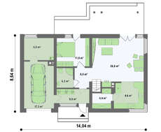 Проект дома со встроенным гаражом и мансардой