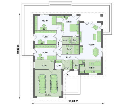 Проект дома с фронтальным гаражом