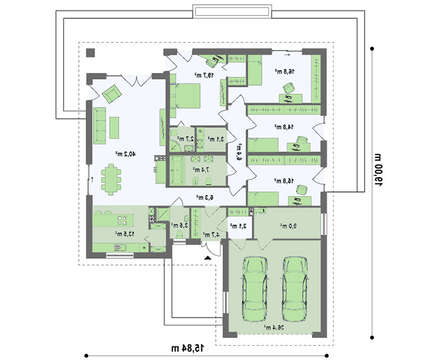 Проект дома с фронтальным гаражом Проект дома с фронтальным гаражом