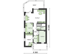 Проект коттеджа с мансардой для узкого участка