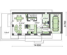 Проект коттеджа с оригинальным фасадом для большого участка