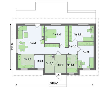 Проект простого элегантного одноэтажного коттеджа