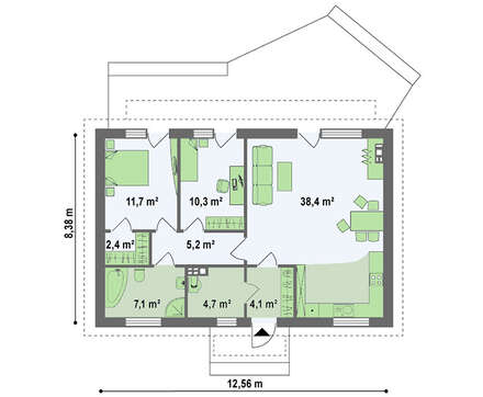 Проект одноэтажного экономичного и функционального коттеджа Проект одноэтажного экономичного и функционального коттеджа