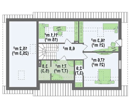 Проект коттеджа с двускатной кровлей и гаражом