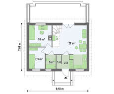 Проект классического коттеджа с двускатной крышей