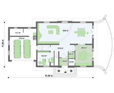 Проект просторного 1,5-этажного особняка с гаражом для двух авто