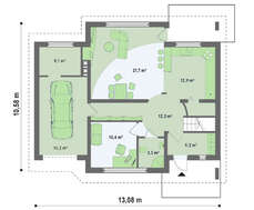 Коттедж с мансардой и дополнительной спальней на первом этаже