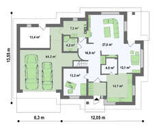 Проект коттеджа с дополнительной гостиной на 2 этаже