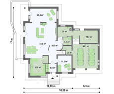 Проект солидного особняка с гаражом для двух авто