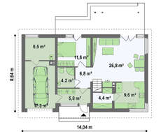 Проект большого дома с красивой мансардой и гаражом