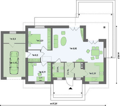 Классический проект небольшого дачного коттеджа