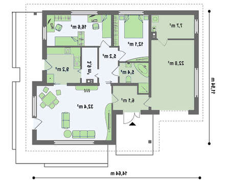 Проект небольшого дачного коттеджа с гаражом