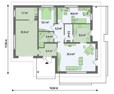 Проект небольшого дачного коттеджа с гаражом