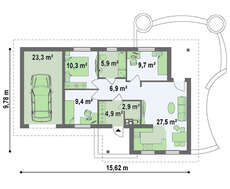 Проект стильного одноэтажного коттеджа с гаражом