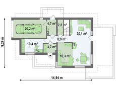Проект коттеджа с гаражом и мансардой