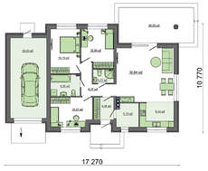 Проект небольшого одноэтажного коттеджа с гаражом на одну машину