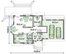 Проект аристократичного коттеджа с гаражом для двух авто