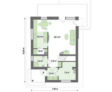 Проект небольшого современного коттеджа с кирпичным фасадом