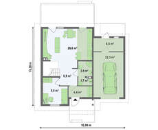 Проект 2х этажного классического просторного коттеджа с мансардой и гаражом