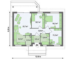 Проект одноэтажного городского коттеджа в традиционном стиле