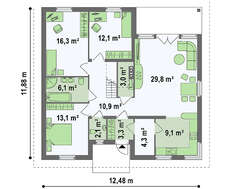 Проект большого элегантного коттеджа с мансардой