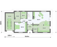 Проект классического дома с мансардой и 2 спальнями
