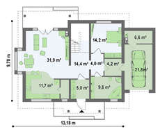 Проект 2-х этажного коттеджа с гаражом