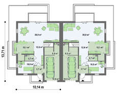 Проект современного стильного коттеджа на две семьи