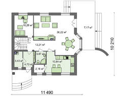 Проект традиционного коттеджа с мансардой и эркером