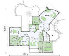 Проект комфортабельного особняка с гаражом для 2-х автомобилей