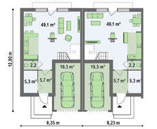 Проект современного энергосберегающего дома формы таунхаус