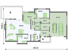 Проект современного дома с просторной террасой над гаражом