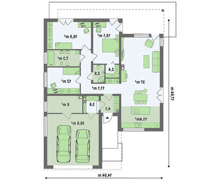 Проект дома хай-тек с гаражом на две машины