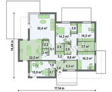 Проект одноэтажного дома в стиле хай - тек