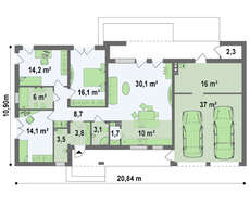 Проект дома хай тек с гаражом на два авто