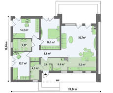 Проект одноэтажного дома модерн