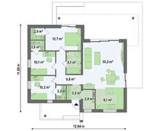 Проект современного одноэтажного коттеджа