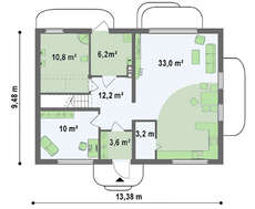 Проект двухэтажного дома с двускатной крышей