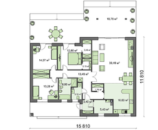 Проект одноэтажного дома в современном стиле